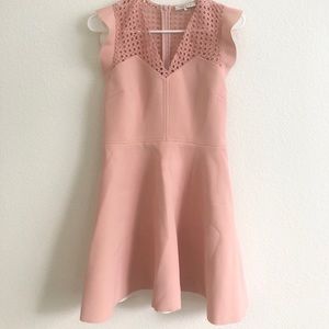 Sandro Nude Rebell Lace Ruffle Sleeve Dress